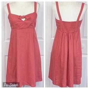 NWT Loft Lounge Pink Sleeveless Tie Front Smocked Linen Dress XS